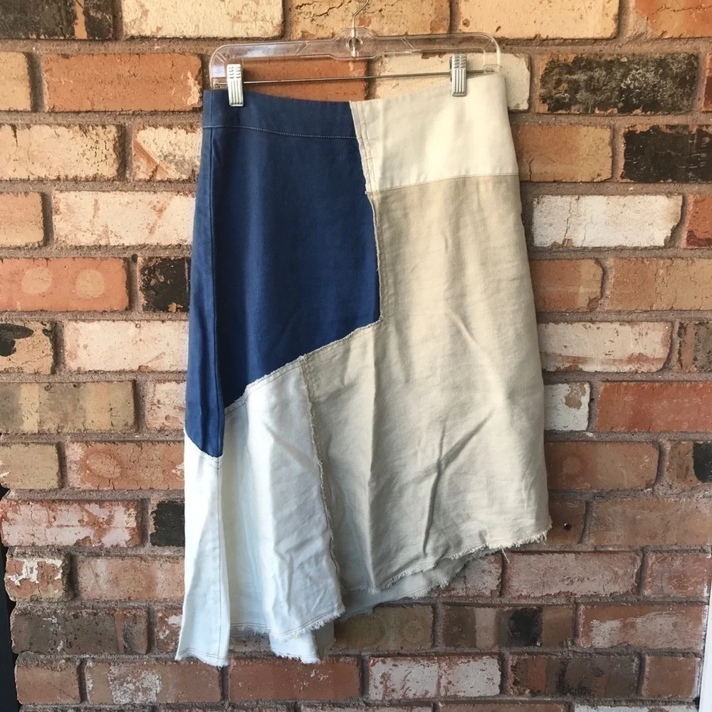 Anthropologie Holding Horses Patchwork Raw Hem Skirt